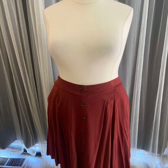 Torrid Size 4 (26W) Brick Red Challis Button Front Mini Skirt - Picture 6 of 8